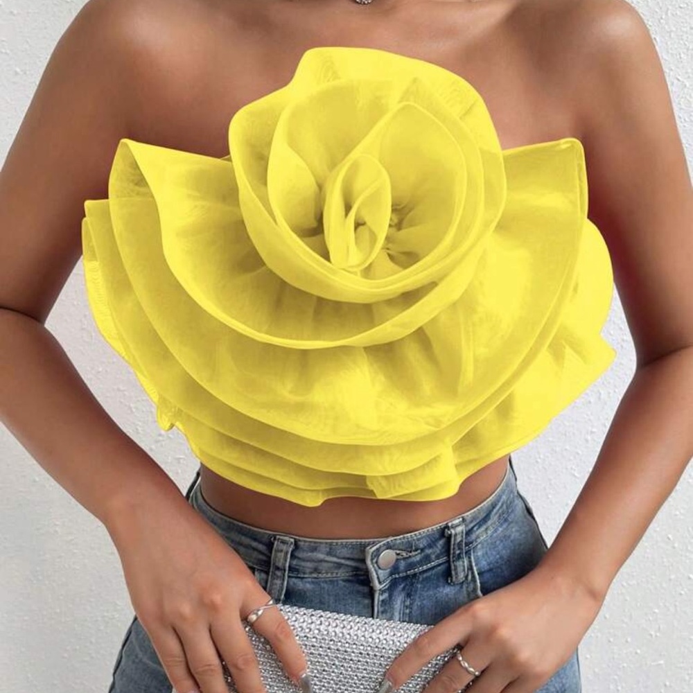 Yellow Ruffled Women's Top